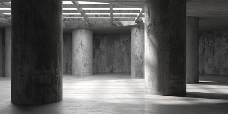 Abstract architecture background. Modern concrete room. 3d renderingの写真素材