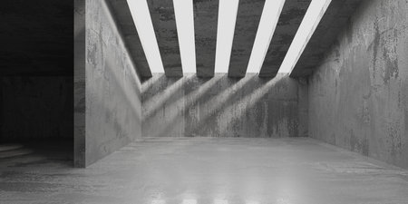 Abstract interior design concrete room. architectural background. 3d renderingの写真素材