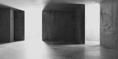 Abstract interior design concrete room. architectural background. 3d renderingの写真素材