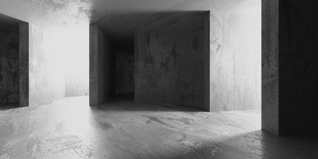 Abstract empty modern interior. concrete walls. architectural background. 3d renderingの写真素材