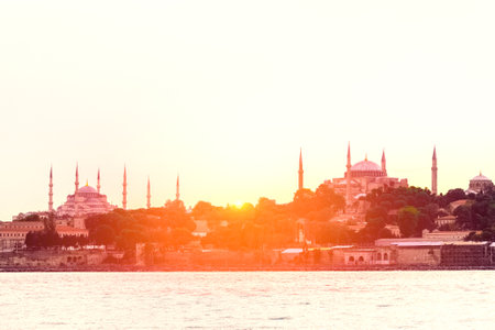 istanbul sunset panorama. great panoramic view. Travel to Turkeyの写真素材