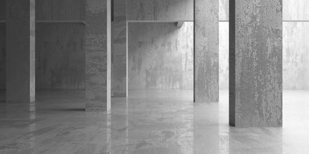 Abstract interior design concrete room. architectural background. 3d renderingの写真素材
