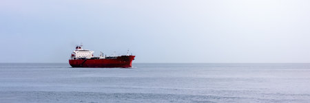 Large oil tanker ship floating in the ocean. high seaの写真素材