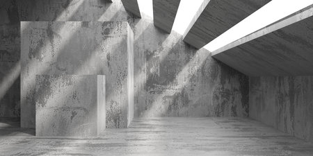 Abstract interior design concrete room. architectural background. 3d renderingの写真素材