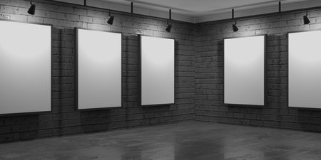 Modern exhibition hall interior. gallery room background. 3d renderingの写真素材