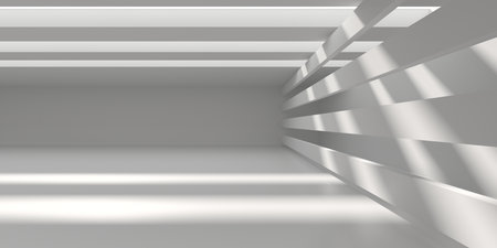 Minimalist room space. White clean empty architecture interior. 3d renderingの写真素材