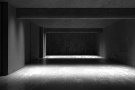 Abstract interior design concrete room. architectural background. 3d renderingの写真素材
