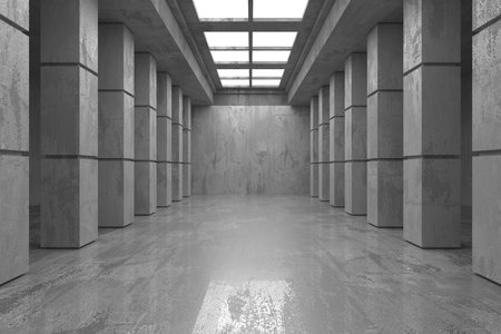 Abstract interior design concrete room. architectural background. 3d renderingの写真素材
