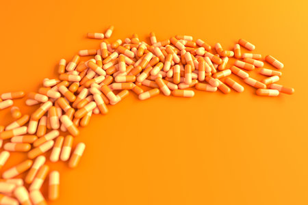 healthcare. Pile of colorful pills. medicine concept. 3d renderingの写真素材