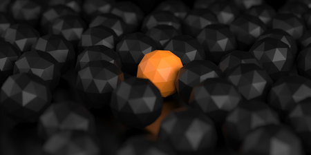 Leadership concept with dark and orange balls. 3d renderingの写真素材