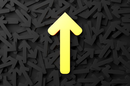 unique arrow in other way. competition and differences. Leadership and uniqueness concept. 3d renderingの写真素材