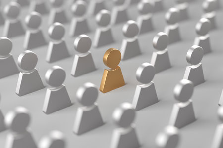 Standing out from the crowd. Success, Individuality, uniqueness, leadership. 3d renderingの写真素材