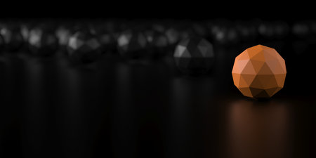 Leadership concept with dark and orange balls. 3d renderingの写真素材