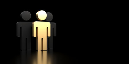 Standing out from the crowd. Success, Individuality, uniqueness, leadership. 3d renderingの写真素材