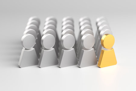 Standing out from the crowd. Success, Individuality, uniqueness, leadership. 3d renderingの写真素材