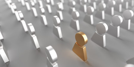 individual person in the crowd. Leadership and excellence concept. 3d renderingの写真素材