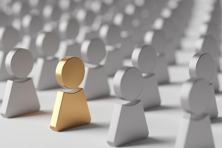crowd business organization. Leadership and teamwork concept. 3D renderingの写真素材