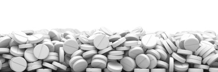 A lot of medicine pills. Drug prescription for treatment medication. 3d renderingの写真素材