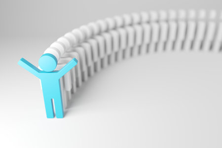 Different person in a crowd. Unique individuality concept 3d renderingの写真素材