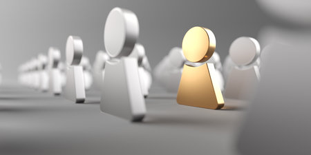 crowd business organization. Leadership and teamwork concept. 3D renderingの写真素材