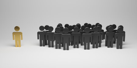 team leader. Standing out from the crowd. individuality concept. 3d rendering