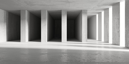 Abstract empty modern interior. concrete walls. architectural background. 3d renderingの写真素材