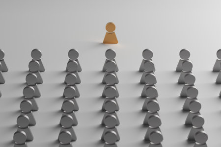 crowd business organization. Leadership and teamwork concept. 3D rendering