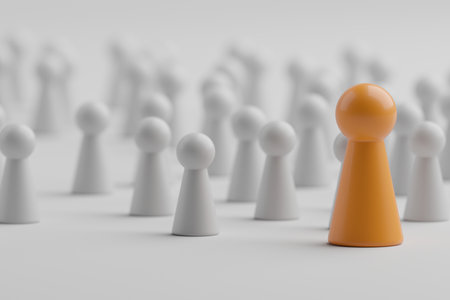 Standing out from the crowd. Success, Individuality, uniqueness, leadership. 3d renderingの写真素材