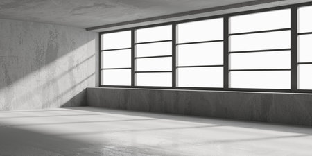 Abstract empty modern interior. concrete walls. architectural background. 3d renderingの写真素材