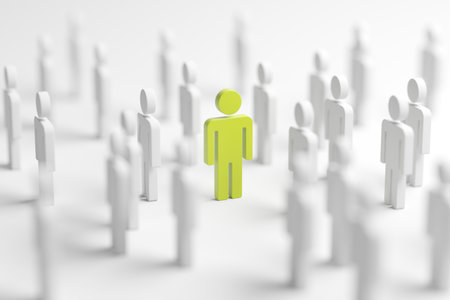 Boss leader with team crowd. 3d renderingの写真素材