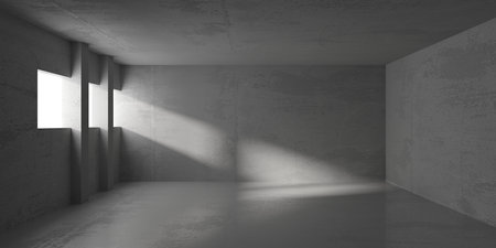 Abstract empty modern interior. concrete walls. architectural background. 3d renderingの写真素材