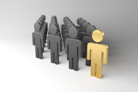Standing out from the crowd. Success, Individuality, uniqueness, leadership. 3d renderingの写真素材