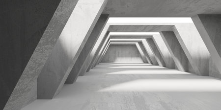 Abstract interior design concrete room. architectural background. 3d renderingの写真素材