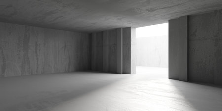 Abstract interior design concrete room. architectural background. 3d renderingの写真素材
