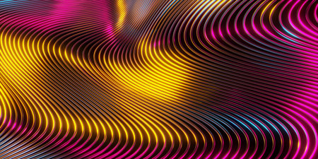 Color waves abstract background texture. Fluid flow abstract holographic wallpaper. 3d renderingの写真素材