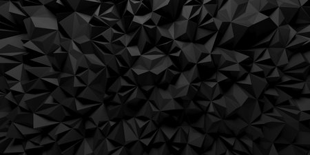 Dark triangle polygon background. Geometric shapes. Lines, triangles. 3d renderingの写真素材