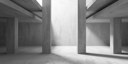 Abstract interior design concrete room. architectural background. 3d renderingの写真素材