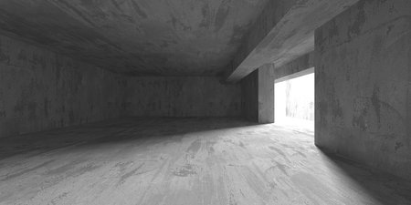 Abstract empty modern interior. concrete walls. architectural background. 3d renderingの写真素材