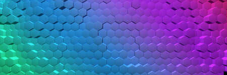 Colorful Array of Hexagonal Cubes. Background Pattern Texture. 3d rendering