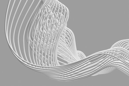 Abstract wave shapes white waves background. 3d renderingの写真素材