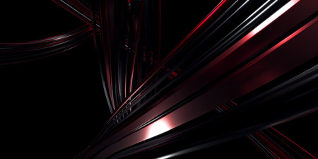 Futuristic abstract design. Stripes shiny lines. Bright light. Dark background. 3d renderingの写真素材