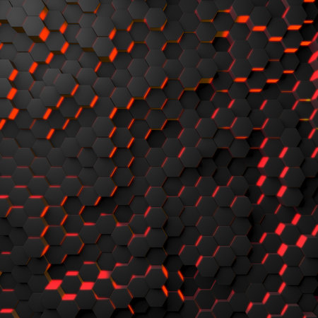 Dark Gray Hexagons Minimalist Black Abstract Background. 3d rendering