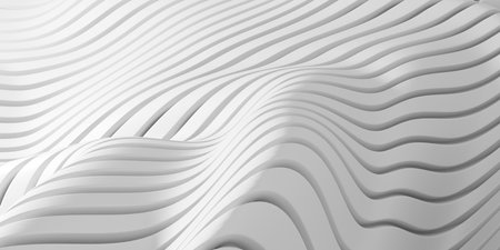 Wavy glossy abstract stripes background. 3d renderingの写真素材