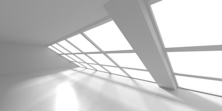 Minimalist room space. White clean empty architecture interior. 3d renderingの写真素材