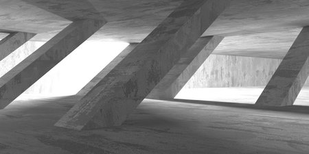Abstract interior design concrete room. architectural background. 3d renderingの写真素材