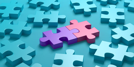 Jigsaw puzzle pieces. Business concept. 3d renderingの写真素材