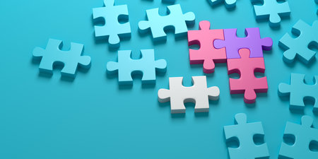 Jigsaw puzzle pieces. Business concept. 3d renderingの写真素材