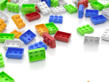 Cubes blocks of a multi-colored constructor. Early learning. Educational toys. 3d renderingの写真素材