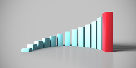 Bar chart representing progress and success. Statistics data analysis business. 3d renderingの写真素材