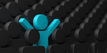 Person leader of a team. People difference. Teamwork success concept. 3d rendering